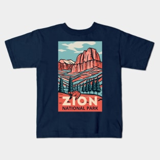 A Vintage Travel Art of the Zion National Park - Utah - US Kids T-Shirt